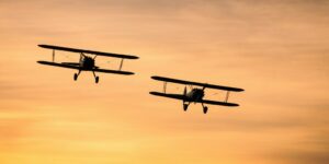 two biplanes on flight