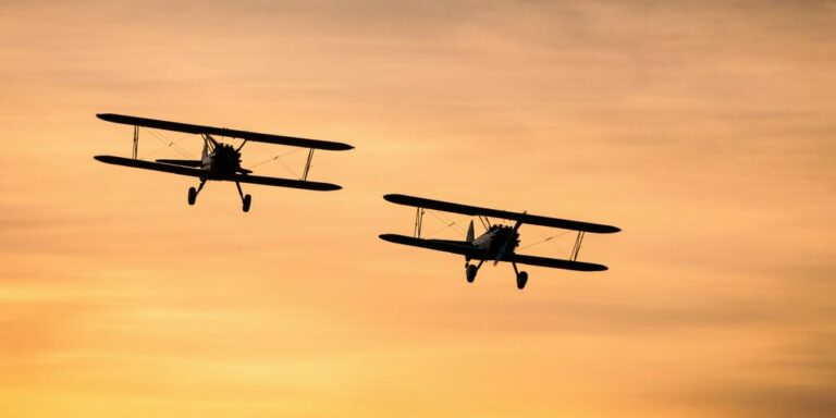 two biplanes on flight