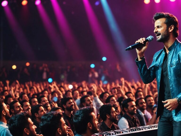 Vivek Oberoi and Atif Aslam performing live on stage in Abu Dhabi, captivating the audience.