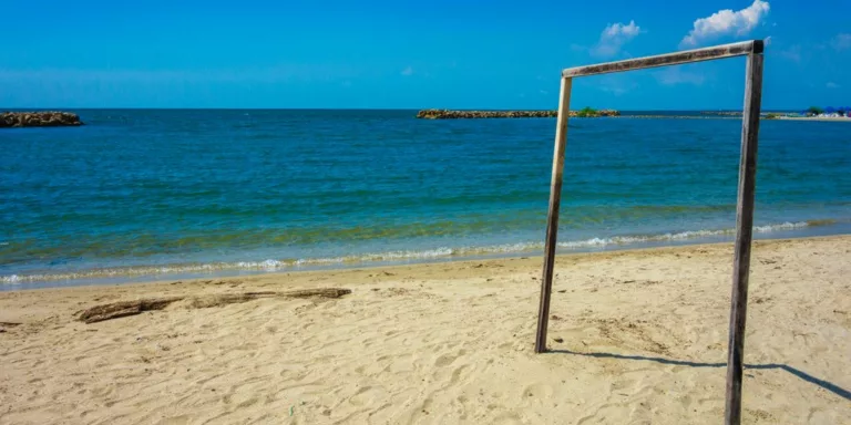 a beach with a structure on it