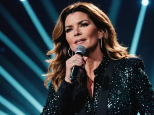 Shania Twain singing on stage at Abu Dhabi concert