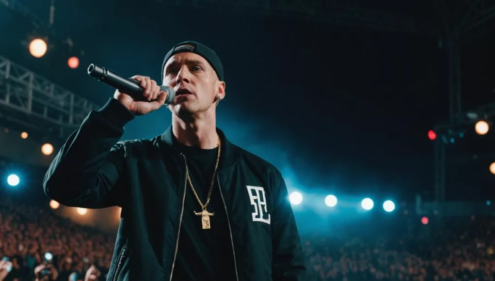 Eminem on stage at Yasalam After Race Concerts