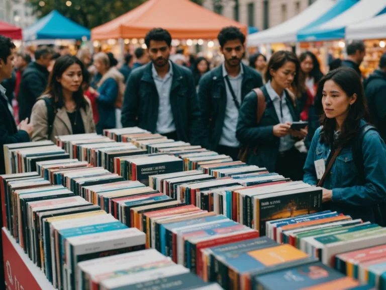 People exploring books at Abu Dhabi International Book Fair