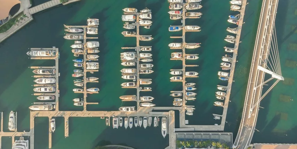 aerial photo of docked boats during daytime