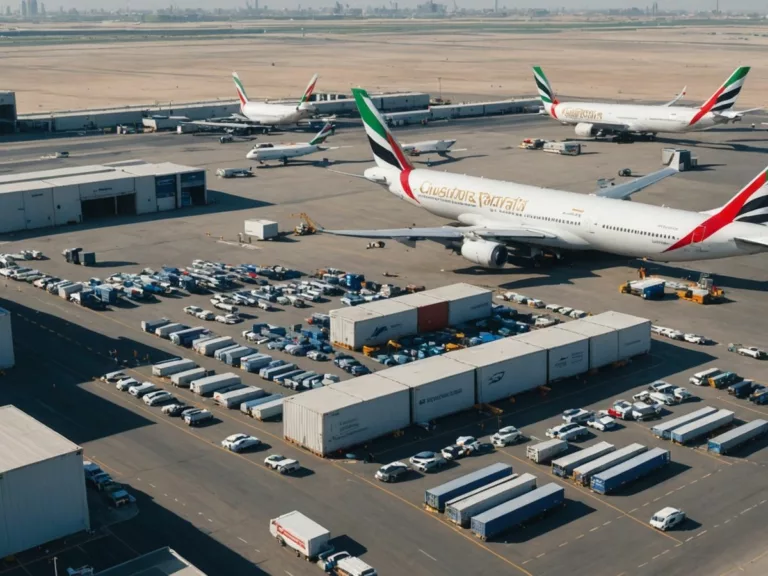 Customs officers inspecting cargo at Dubai airport