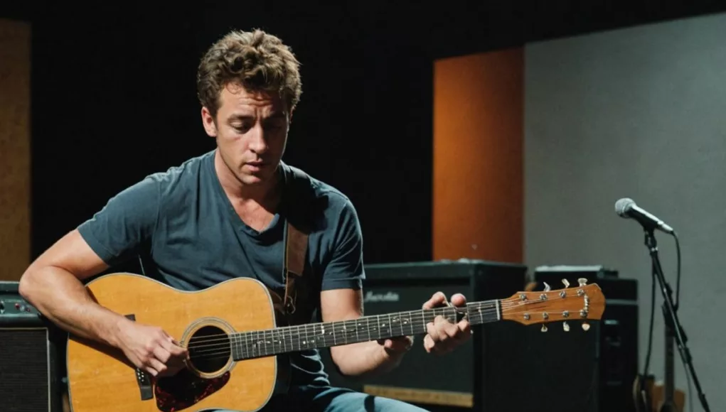 Jeremy Allen White studying Bruce Springsteen