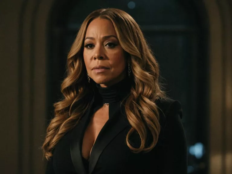 Somber Mariah Carey in black, looking sorrowful.