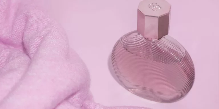 pink glass perfume bottle