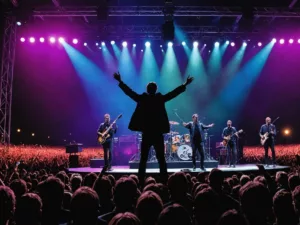 Oasis band performing live on stage