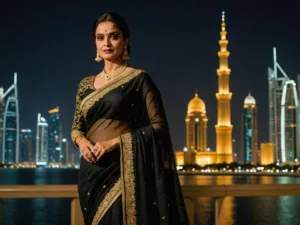 Rekha in traditional saree on stage