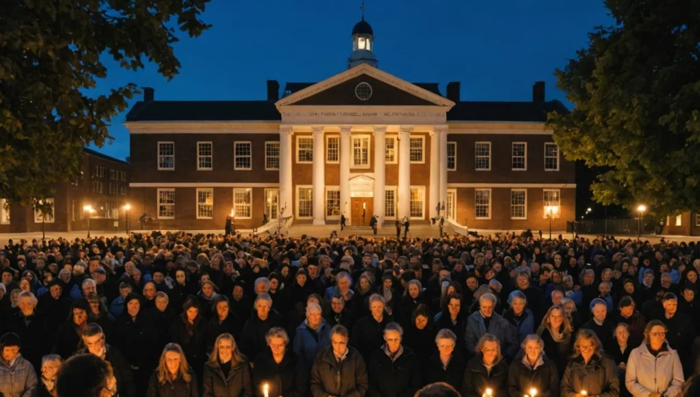 People holding candles at a memorial