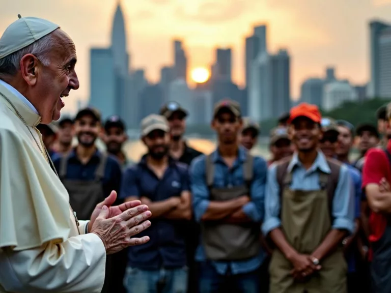 Pope Francis with migrant workers