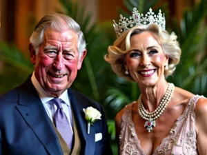 King Charles and Maggie Smith smiling at a royal event.