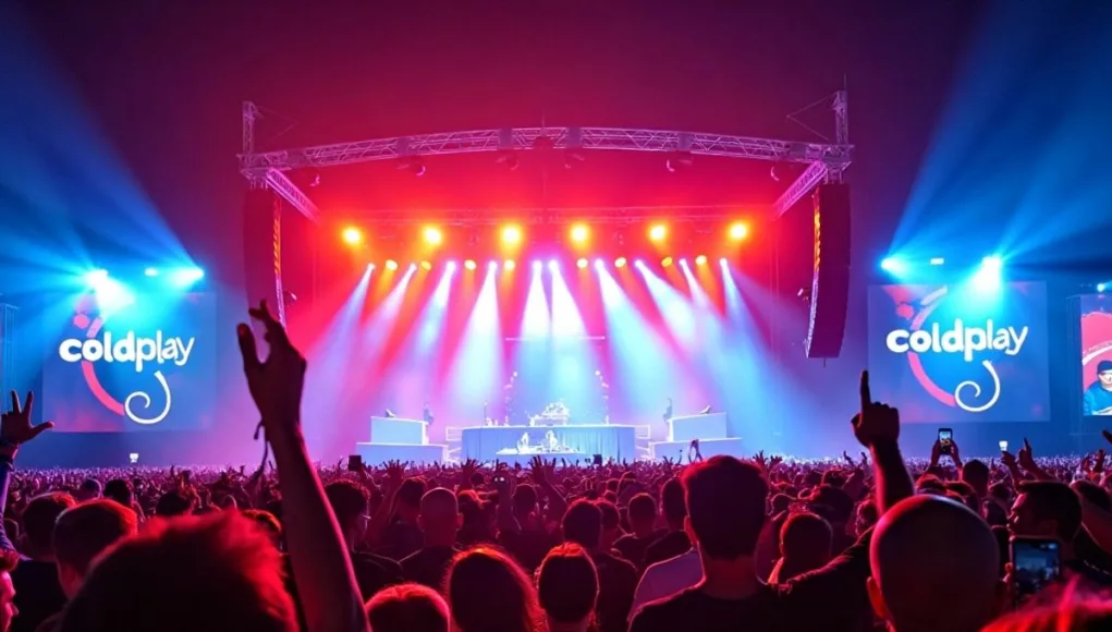 Crowd enjoying Coldplay concert in Abu Dhabi.