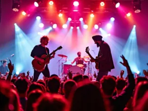 Ed Sheeran and Diljit Dosanjh performing on stage.