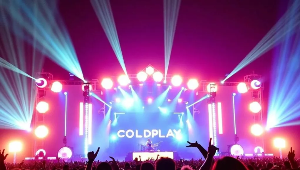 Coldplay performing live in Abu Dhabi concert.