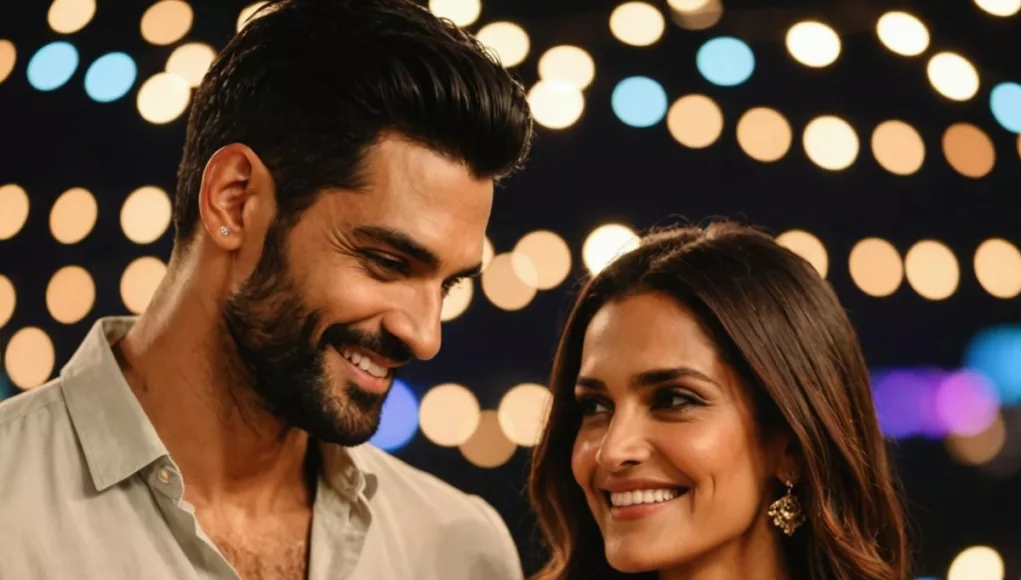 Angad Bedi and Neha Dhupia smiling warmly