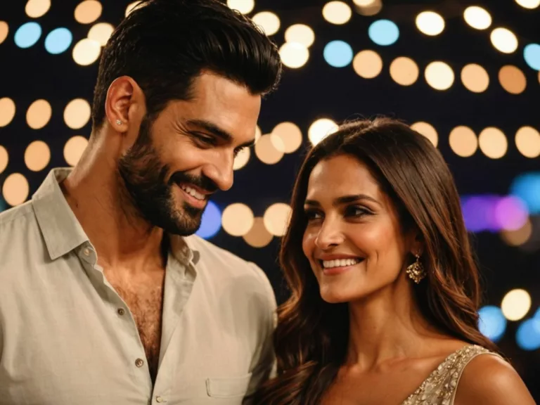 Angad Bedi and Neha Dhupia smiling warmly