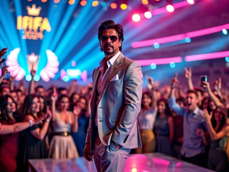 Shah Rukh Khan hosting IIFA 2024 with excited fans.