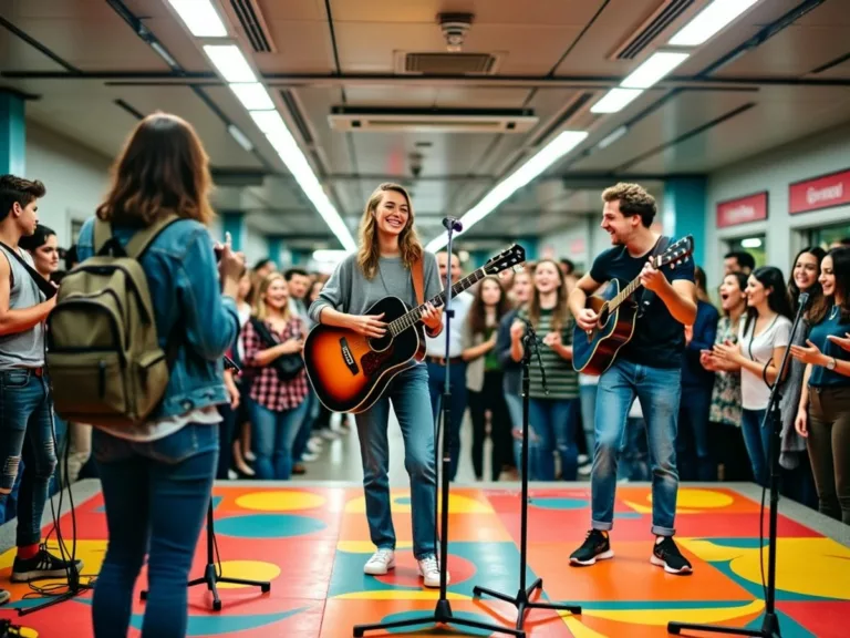 Young musicians performing at Dubai Metro Music Festival.