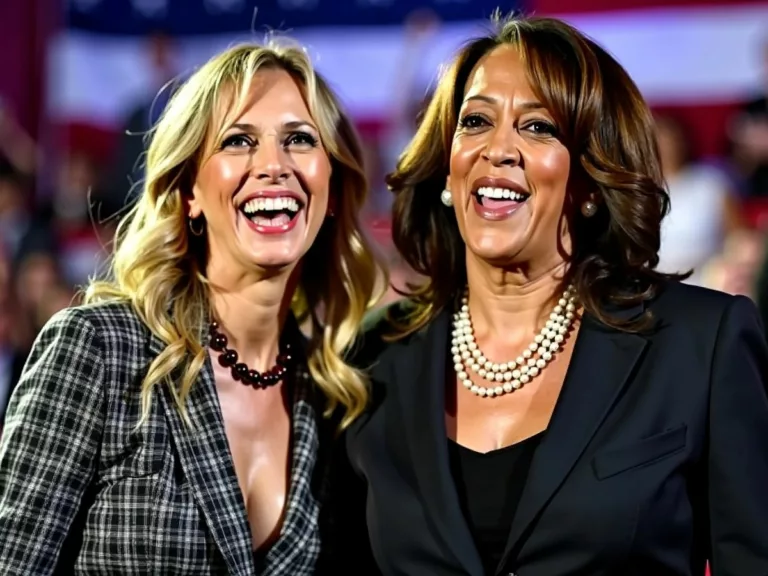 Taylor Swift with Kamala Harris, smiling together.