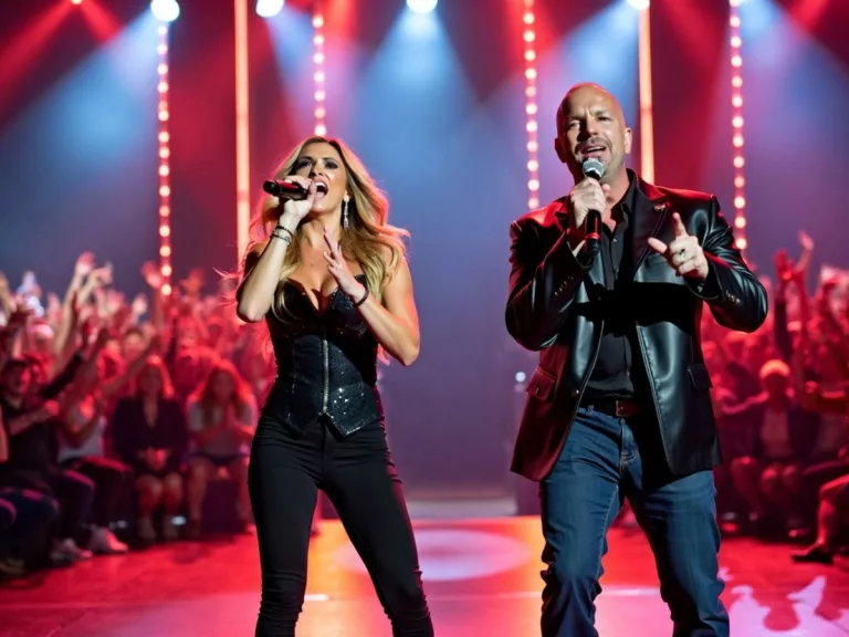 Anastacia and Bryan Adams on stage