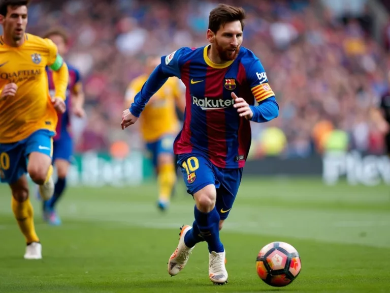 Lionel Messi dribbling on the field during his comeback.