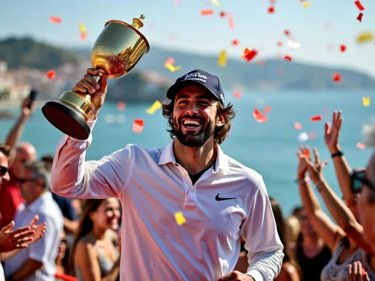 Mansoori celebrating victory at the Grand Prix of Portugal.