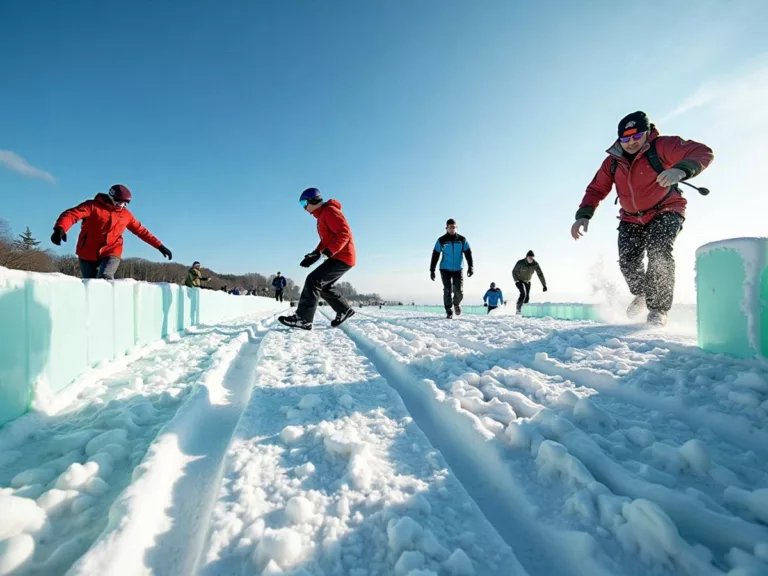 Athletes tackling an icy obstacle course in Dubai.