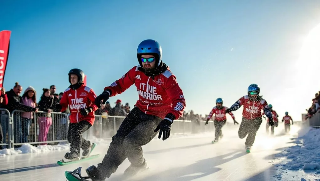 Participants racing in colorful gear at the Ice Warrior Challenge.