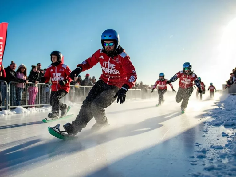 Participants racing in colorful gear at the Ice Warrior Challenge.