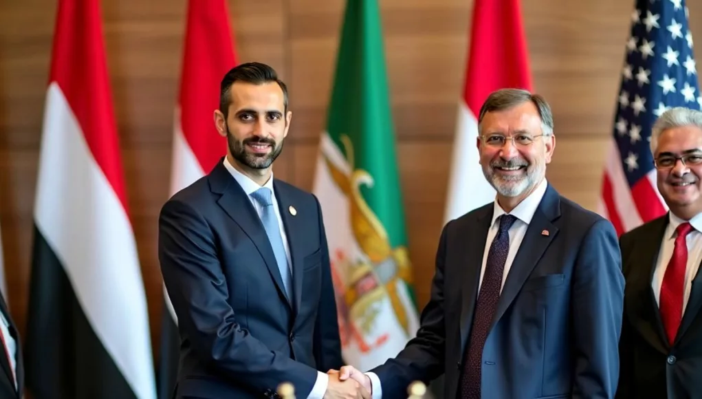 UAE and US officials shaking hands in a formal setting.