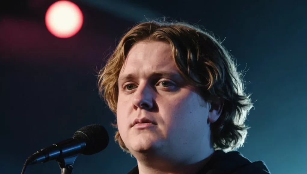 Lewis Capaldi looking somber on stage