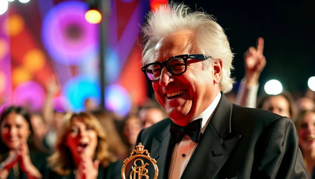 Pedro Almodovar receiving an award at San Sebastian Festival.