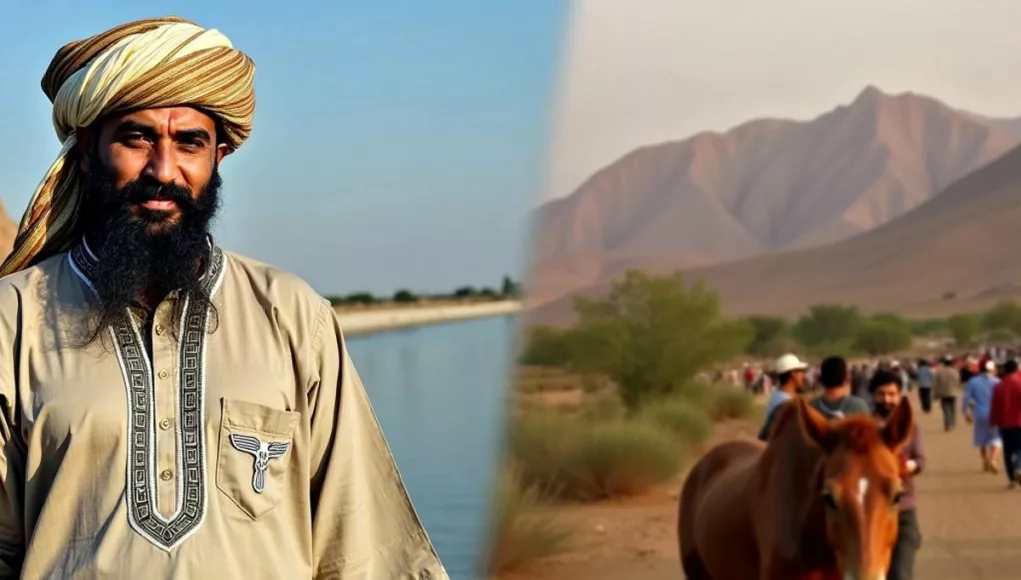 Abdu Rozik in traditional attire with a cultural landscape.