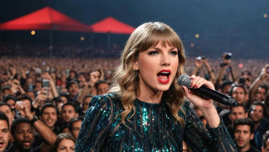 Taylor Swift surprised on stage in Milan.