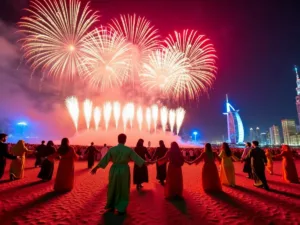 UAE National Day celebration with fireworks and dancers