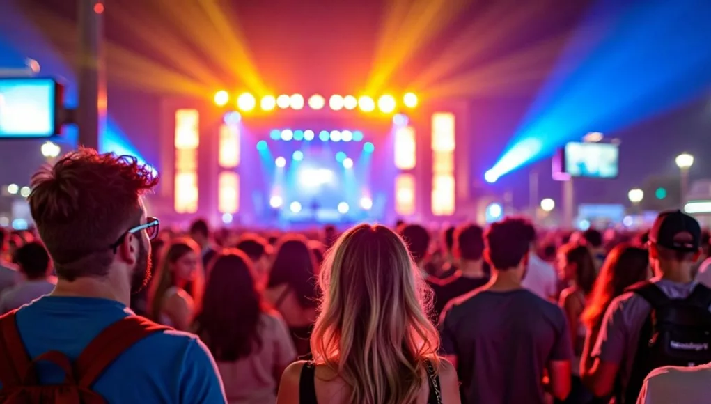 Crowd of fans outside Coldplay concert in Abu Dhabi.