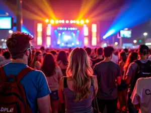 Crowd of fans outside Coldplay concert in Abu Dhabi.