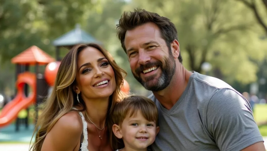 Jennifer Lopez and Ben Affleck with their children at a park