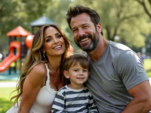 Jennifer Lopez and Ben Affleck with their children at a park