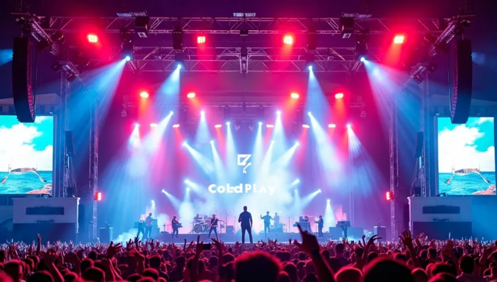 Crowd enjoying Coldplay concert in Abu Dhabi.