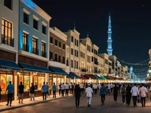 Dubai street with art and concert