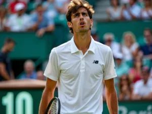 Carlos Alcaraz frustrated on the tennis court.