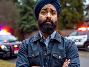 AP Dhillon in front of his Vancouver home