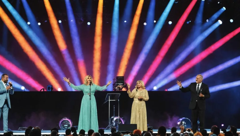 Googoosh and Mohammed Ramadan performing at Eid Al Fitr concert