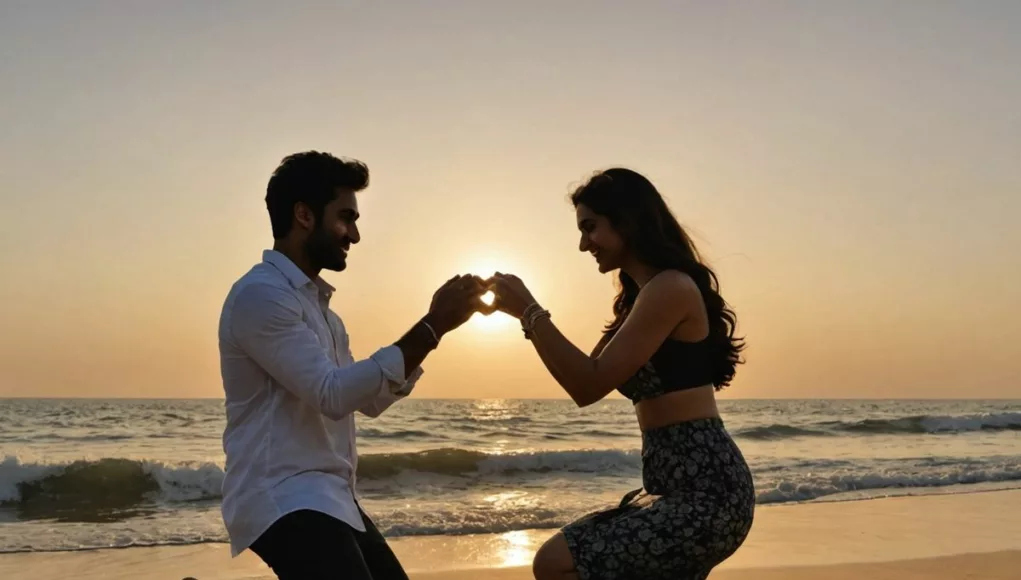 Aadar Jain proposing to Alekha Advani on beach