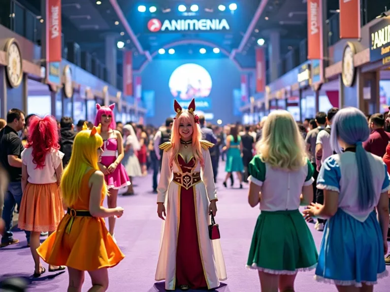 Cosplayers in colorful costumes at Animenia Convention.