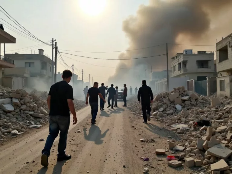 Emergency responders at the site of an airstrike in Gaza.