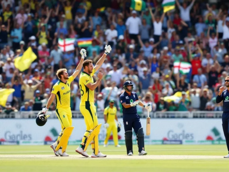 Cricket players celebrating in Sharjah stadium after wins.